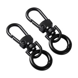 LMAPUR, Set of 2, Hook Key Chain, Metal Detachable Double Ring, Spring Key Ring, Double Ring Included, Multi Key Ring, Hook, dark black