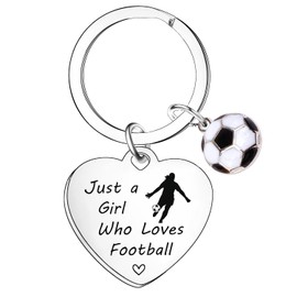 Nimteve Football Gifts For Girls Women Football Keyring Football Players Gift Just a Girl Who Loves Football Keychain Football Lover Gifts