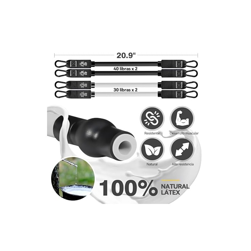 Kit de Pilates con Barra y Bandas de Resistencia, Ideal