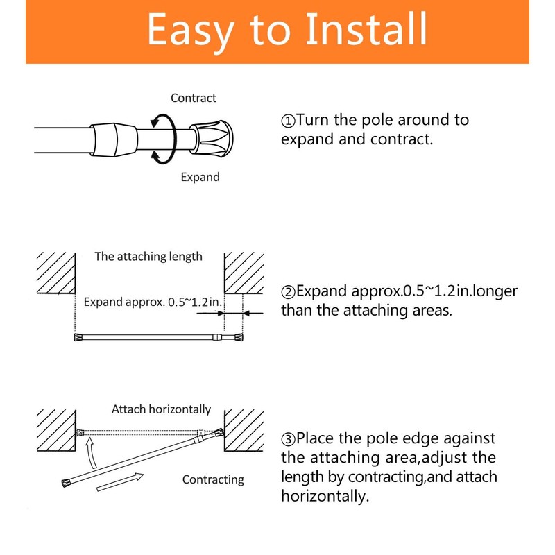 KXLIFE 2 Pack Small Spring Tension Curtain Rod 16 to