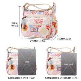 YYW Women Shoulder Handbag Waterproof Casual Multiple Pockets Crossbody Bag Roomy Ladies Messenger Purse Tote Top Handle hopping Hiking Daily Use (Flower-Yellow)