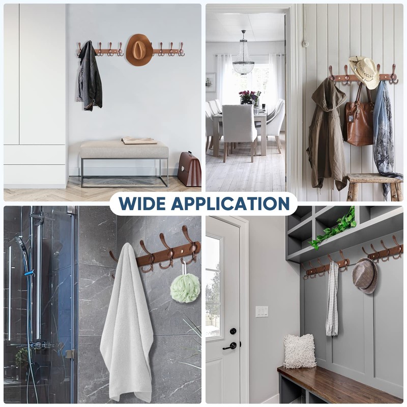 TICONN Wall Mounted Coat Rack, Five Heavy Duty Tri Hooks