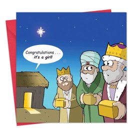 Twizler Funny Christmas Card - Wise Men Confusion - Merry Christmas Card - Humorous Happy Xmas Cards - Mens Christmas Card Womens - Male Christmas Card Female
