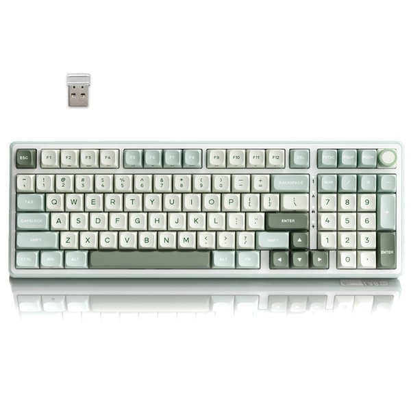 RK ROYAL KLUDGE R98 Pro Wireless Mechanical Keyboard, Creamy Bluetooth/2.4GHz/Wired