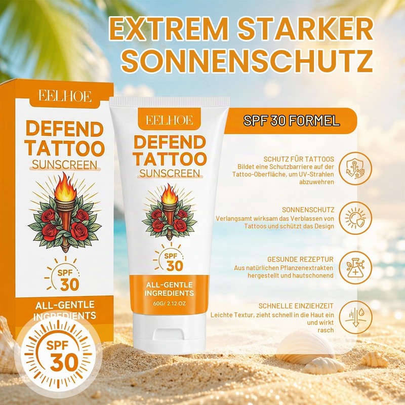 Pack of 2 Tattoo Sun Cream SPF 30+, Crema Solar