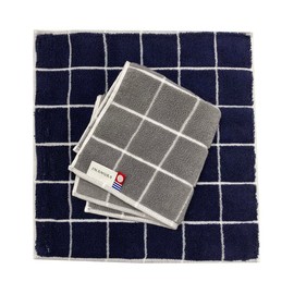 Imamura Imabari Towel, Towel Handkerchief, Set of 2, Gray, Navy, 9.8 x 9.8 inches (25 x 25 cm), Graph Check, Made in Japan, Water Absorbent, Women's, Men's, Soft