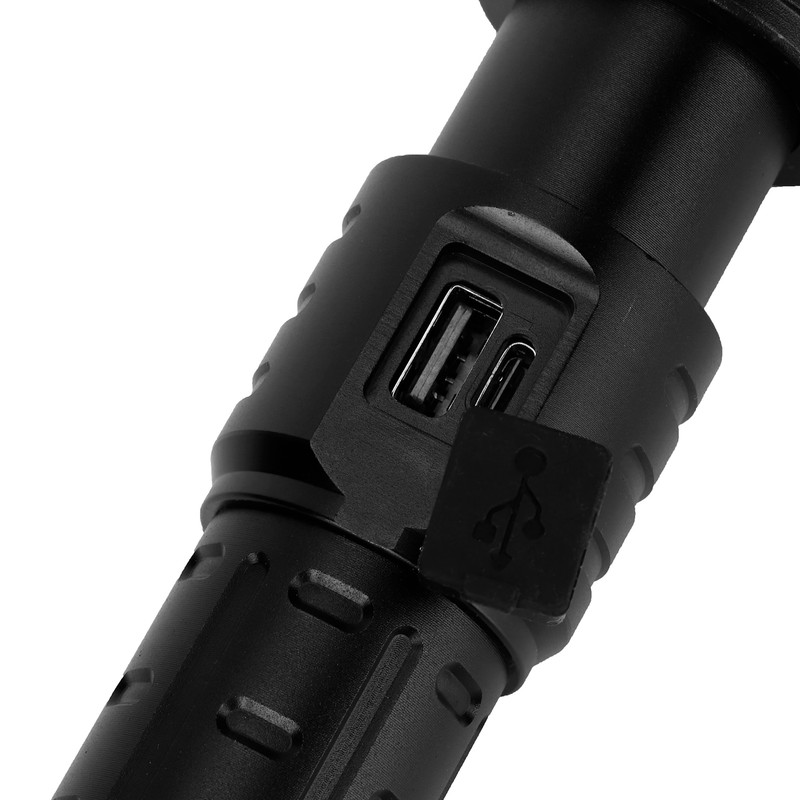 XHP90 Telescopic Zoom Flashlight Waterproof Electric Torch USB Charging for