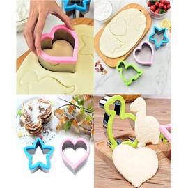 zhuolaiyan Sandwich cookie Cutter Set,Food Grade Stainless Steel Cookie Cutters, Vegetable Fruit Cutters, Set of 12 Pcs, Shapes Include Heart, Star, Butterfly, Flower，Dinosaur,Mouse.