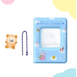 Carpeta de fotos Kpop de 3 pulgadas, mini álbum de fotos, carpeta de fotos Kpop, soporte cuadrado hueco para tarjetas de fotos, álbum Kpop, 40 bolsillos con bonito colgante para colección de fotos