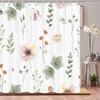 ICTEISOM Cute Floral Shower Curtain, Sage Green Flower Shower Curtains