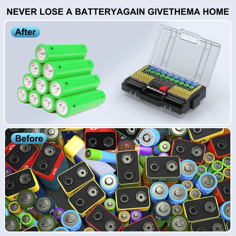 Narotood Battery Organizer Storage Holder Box Case with Tester, Ultra-Large