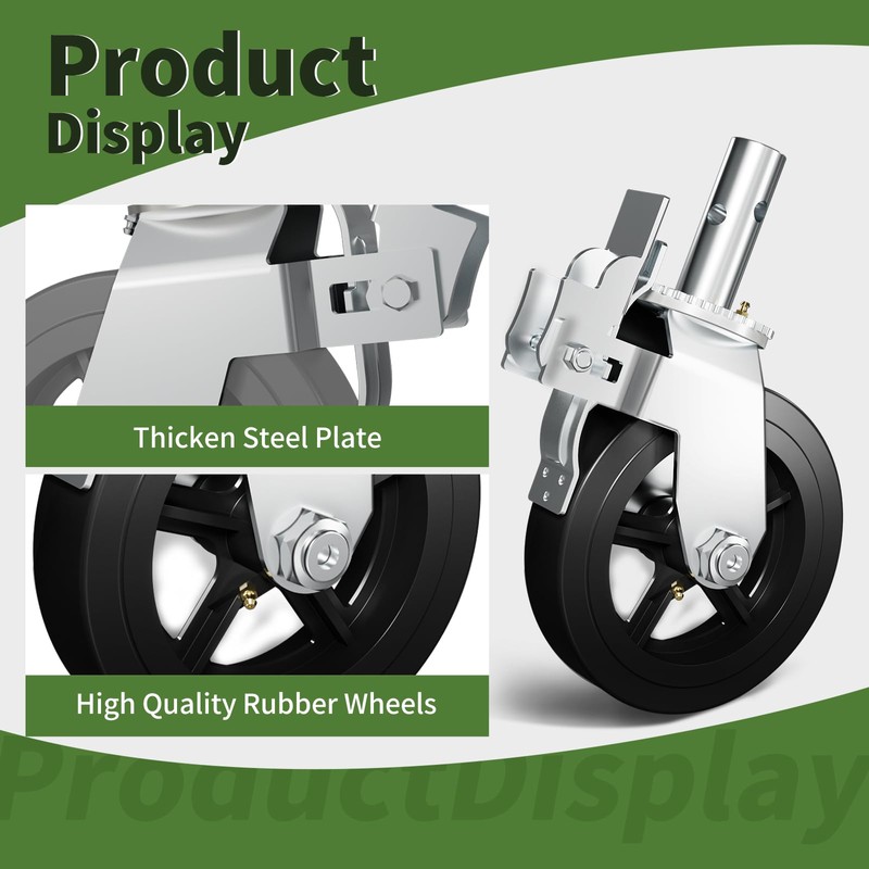 OK5STAR 8 Inch Scaffolding Wheels, Set of 4 Scaffold Caster