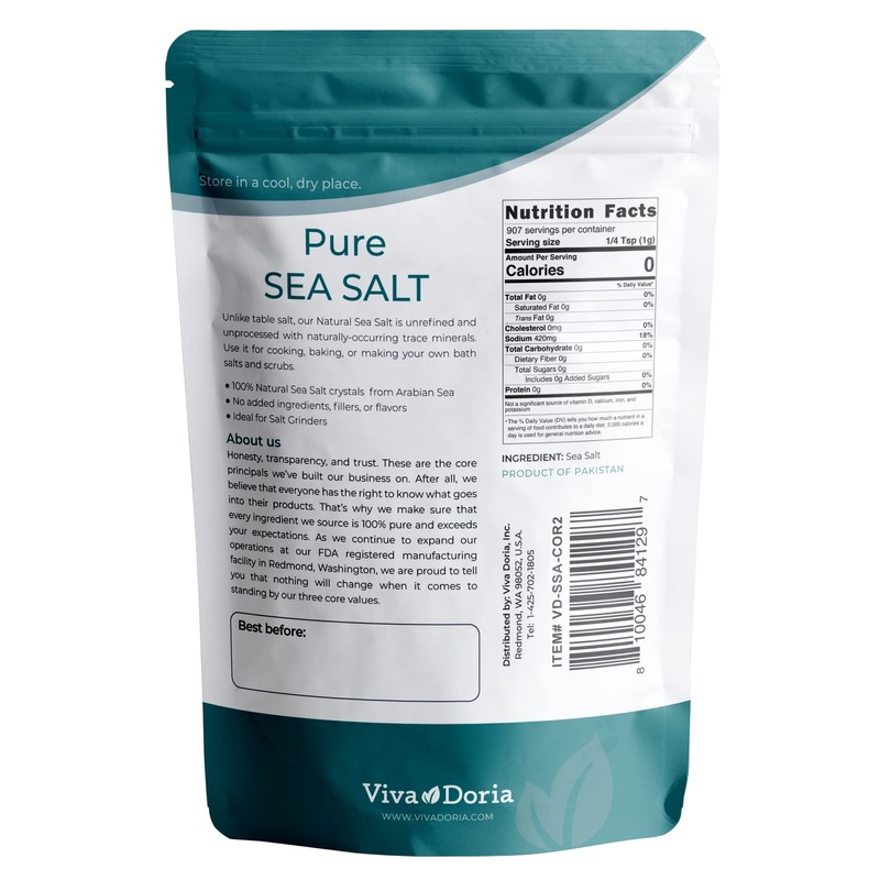 Viva Doria Pure Sea Salt, Coarse Grain, 2 lb |