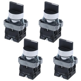 Antrader 4pcs ZB2-BE101 SPDT 2NO 4 Pin 3 Position Round Top Rotary Selector Switch AC 600V 10A