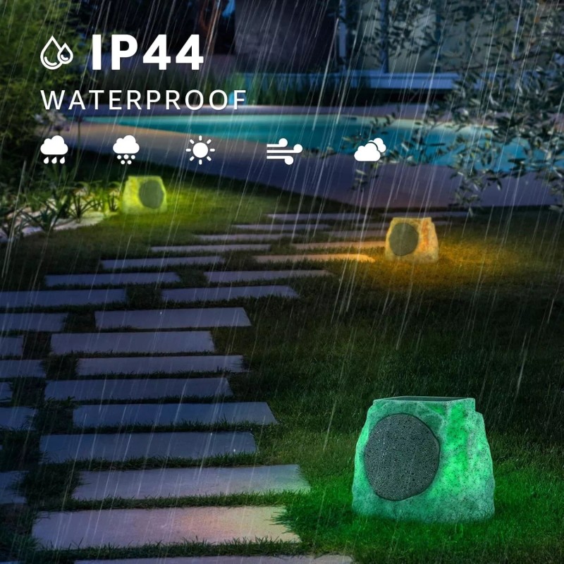 SDX Audio Wireless Bluetooth Rock Speakers Outdoor Waterproof Solar Powered