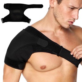 Soporte de Hombro de Manga de Compresión Ajustable - para Prevenir Lesiones en Hombro, Aliviar el Dolor de Esguinces y Artritis, Adapta al Hombro Derecho o Izquierdo, para Hombres y Mujeres (Negro, L)