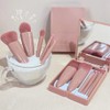portable mini makeup brush 5 piece set with a mirror