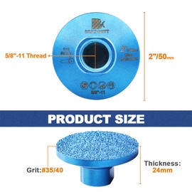 BRSCHNITT 2" Diamond Grinding Wheel #35/40 - for Grinding Shaping Polishing and Cleaning Tile Granite Marble Masonry Brick for 5/8"-11 Angle Grinder