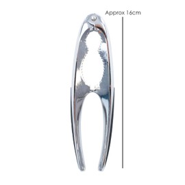 TRIXES Metal Nutcracker - Walnut Cracker Opener with Rubber Grips - Heavy Duty Nut Cracker - Kitchen Cooking Accessories - Non Slip - Seafood Shell Cracker - Silver Chrome