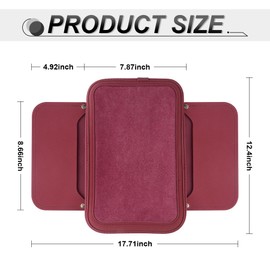 SINGARO Car Leather Center Console Cover with 2 Storage Bags, Universal Furry Fluffy Car Armrest Seat Box Pad, Comfortable Car Interior Accessories, Fits for Most Vehicles (Red)