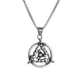 YWMAN Three Hares Necklace, Celtic Triple Hares Pendant, Stainless Steel Pagan Jewelry Folklore Mythology Gift for Women Men