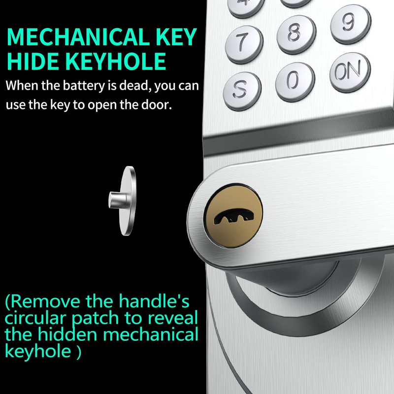 Pionevox Keyless Entry Keypad Door Lock with Handle-Digital Smartcode for