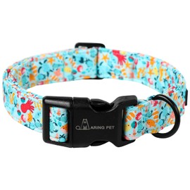 ARING PET Summer Dog Collar-Cotton Lightweight Dog Collars, Adjustable Blue Pet Collar Puppy Collars with Quick Release Buckle for Small Medium Large Dogs