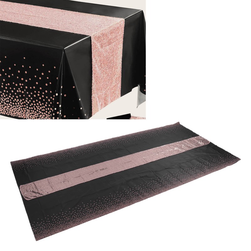 Rose Gold Dot Party Tablecloth Waterproof Polka Dot Design Rectangular