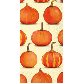 Boston International IHR 3-Ply Paper Napkins, 16-Count Guest Size, Pumpkin Party - Cream
