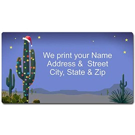 Christmas Desert Saguaro Address Labels - Holiday Western Address Labels (Holiday Saguaro)