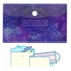 Sanrio Little Twin Stars File Folder Pen Pouch Face Mask Clip Travel Organizer Bag Case