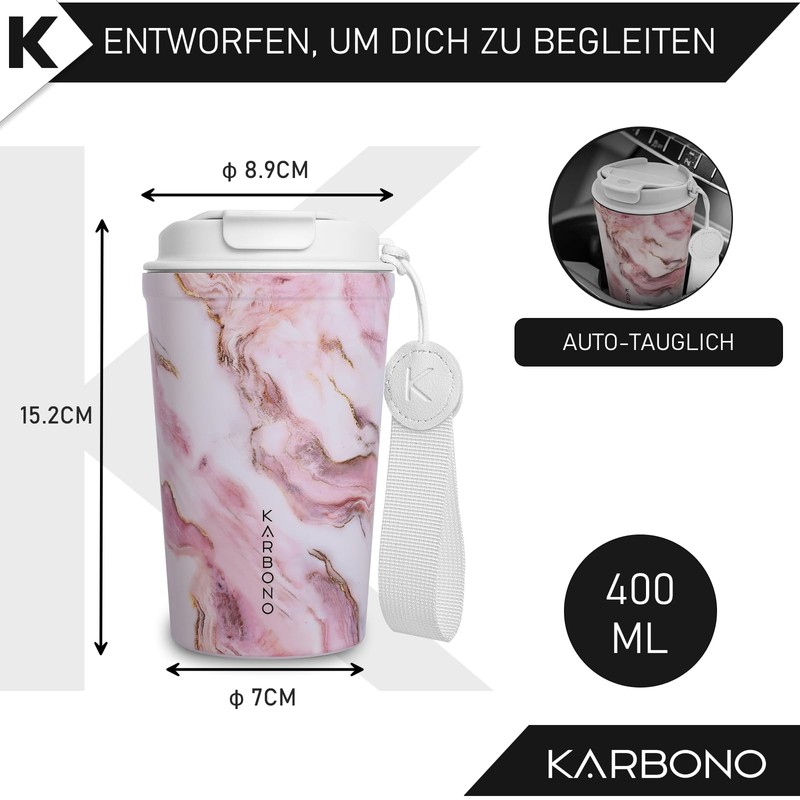 KARBONO Coffee Thermos Flask 400ml (Glam Marble)