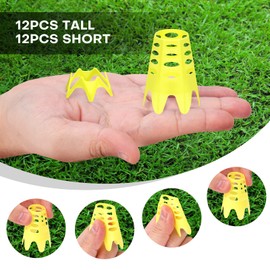 Rolitwils Golf Simulator tees, 12Pcs Plastic Golf Mat Tees for Home, Outdoor or Indoor Golf Tees for Training, Practice Golf tees for Winter Turf and Driving Range, Pack of 12 Tall & 12 Small