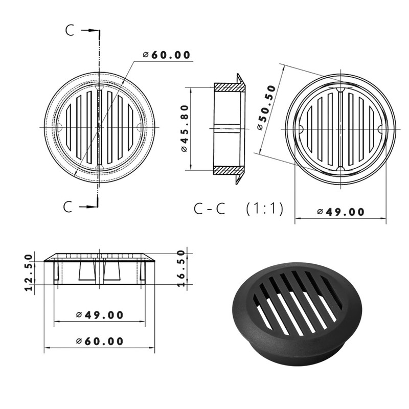 cyclingcolors 10x Ventilation Grille Exhaust Grille Outer Grille Round Total