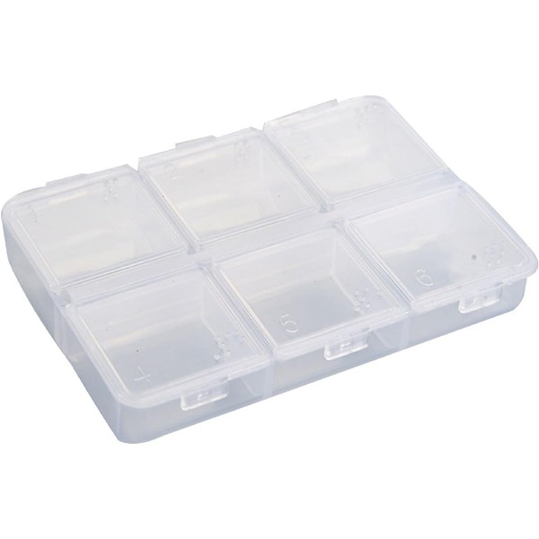 White Pills Organizer 6 Cells Empty Box Braille Weekly Case