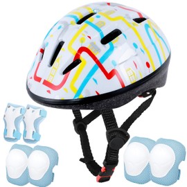 Lamsion Kids Helmet for Ages 3-8 Kids Toddler Boys Girls,Toddler Helmet with Knee Pads Eblow Pads Guards,Girls Bike Helmets for Skatings Skateboarding Bike Riding Scooter Roller Skate