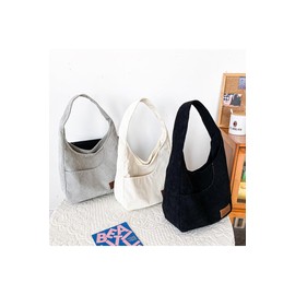 Ulisty Women's Corduroy Wide Strap Hobo Bag School Bag Shopper Handbag Casual Clutch Bag, black, Contemporary