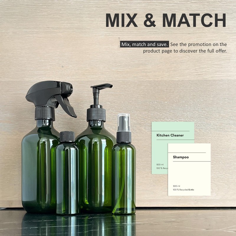 Recycled Plastic Spray Bottles 3 x 500ml with 9 x