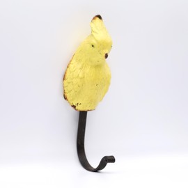 Fyne-Finds Yellow Parrot Bird Shaped Vintage Shabby Chic Rustic Coat Keys Hat Hanger Wall Mounted Single Hook