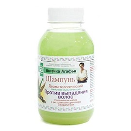 Shampoo Dermatological Against Loss Hair with Flax Oil, Calamus Root and Keratin 300 Ml "Recipes Grandma Agafia"