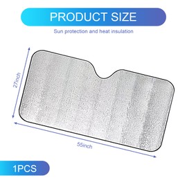 Crynod 1 PC Car Front Sunshade, 51.18" x 23.62" Thickened Environmentally Friendly Insulated Reflective Foam Cotton Windshield Sunshade, Interior Protection Accessories, for Most Cars, SUVs (Silver)