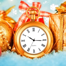 Outus 2 Pack 1.5 Inch Round Quartz Clock Insert with Roman Numerals Fit 1.4 Inch Diameter Hole White Face Glass Crystal (Gold, Silver)