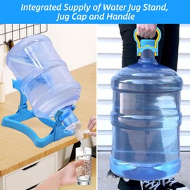 5 Gallon Foldable Water Jug Stand (Plastic), with Jug Cap with Water Bottle Handle, for Water Jug Dispenser, 55mm Reusable Plastic Spigot, Non Slip Stand
