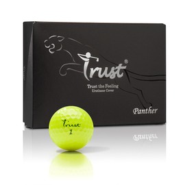 Trust Panther Golf Balls - Urethane Cover, Soft Hitting Feel, Straight Flight, Good Stop Control, BIG MAX Core for Long Flights, Optimal Combination of Width & Spin Control, 12 Balls, Yellow