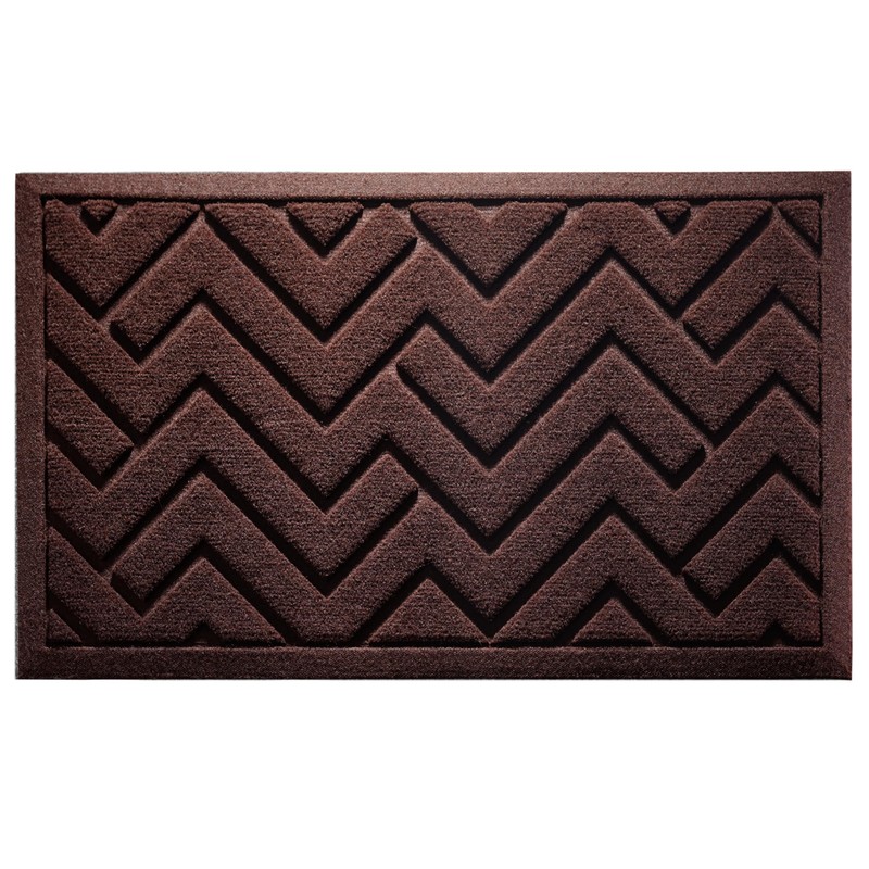 VivaNest Coffee Brown Geometry Outdoor Indoor Entrance Doormats, Absorbent Durable