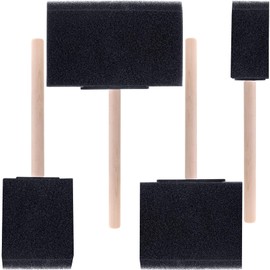 CustomyLife 4 Pcs Foam Paint Brushes, 4 Sizes Wood Handle Sponge Paint Brush 1" 2" 3" 4" for Details, Staining, Varnishes, Large Area and DIY Craft Projects