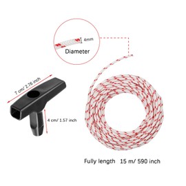TXXATX 15 m Starter Rope Lawnmower 4 mm Pulley Lawn Mower with 4 Pieces Starter Handle Pull Starter Lawn Mower Replacement Parts Pull Rope Lawn Mower Cuttable for Chainsaws Brush Cutter Edge Cutter