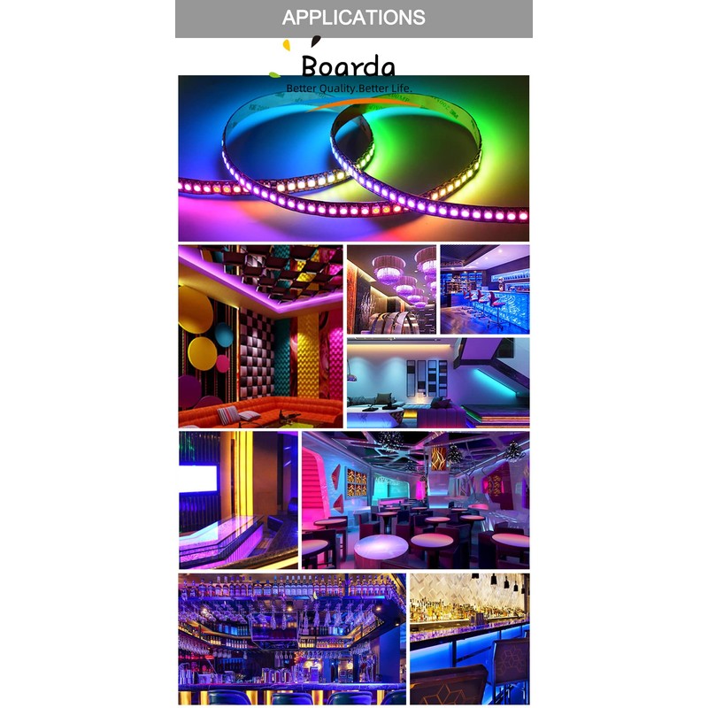 Boarda 5V WS2812B Individually addressable LED Strip Light,1m 144 Pixels