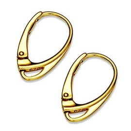 My-Bead Women's French Hook Earrings 18 mm 925 Sterling Silver 24 Carat Gold-Plated Folding Earrings in Jeweller's Quality DIY, 925 sterling silver, 24 carat double gold-plated