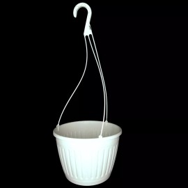 Landmark Plastics 10" WHITE HANGING BASKETS {Set of 10} Plastic Imperial flower pots